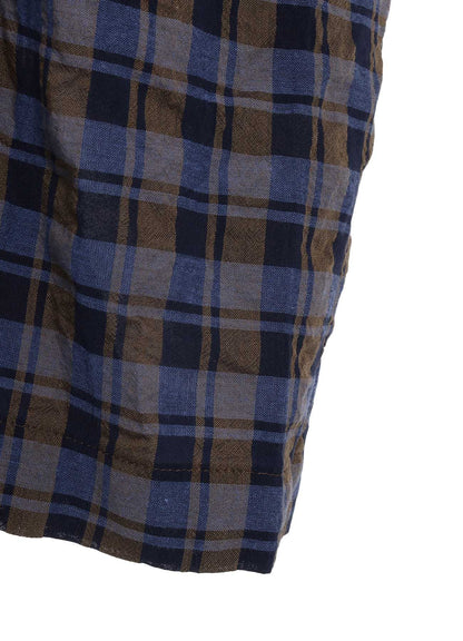COTTON CUPRO MINI PLAID STRAP DRESS