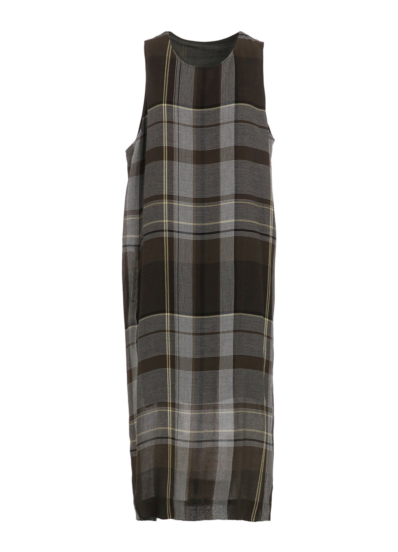 RY/NY GAUZE PLAID SLEEVELES DRESS