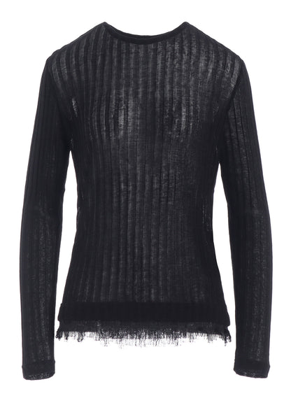 GAUZE RIB LONG SLEEVE CREW NECK  T