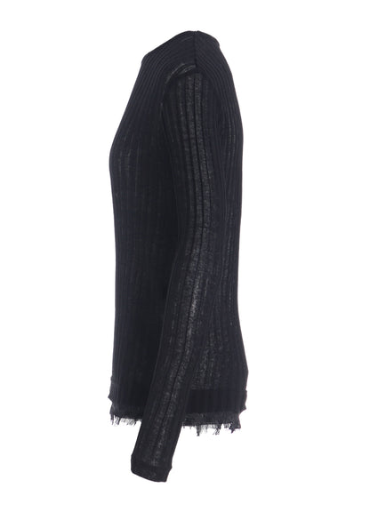 GAUZE RIB LONG SLEEVE CREW NECK  T