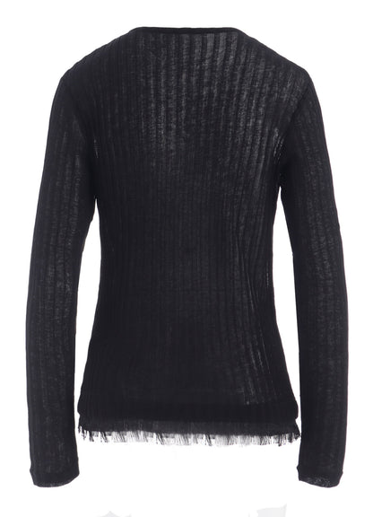 GAUZE RIB LONG SLEEVE CREW NECK  T