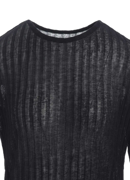 GAUZE RIB LONG SLEEVE CREW NECK  T