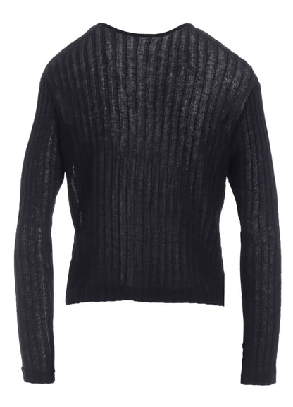 GAUZE RIB LONG SLEEVE CARDIGAN