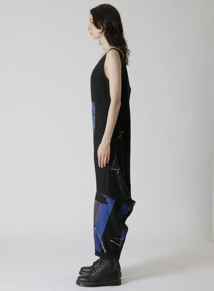 WOOL DICTIONARY COLLAGE PRINT HEM FASTENER OVERALL