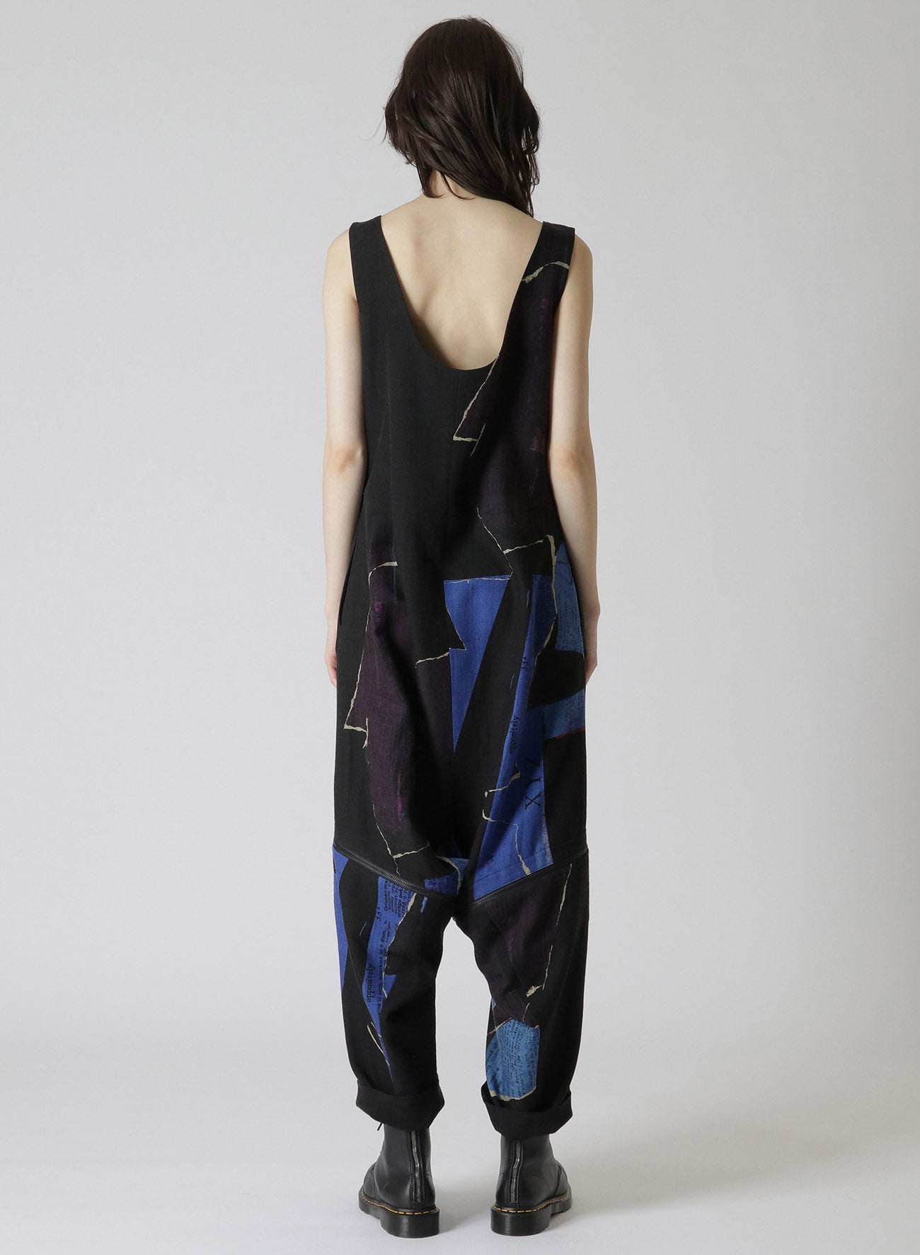 WOOL DICTIONARY COLLAGE PRINT HEM FASTENER OVERALL