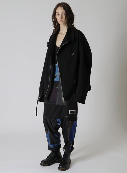 WOOL DICTIONARY COLLAGE PRINT HEM FASTENER OVERALL