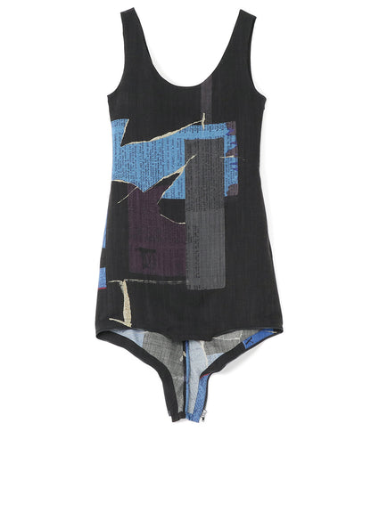 WOOL DICTIONARY COLLAGE PRINT HEM FASTENER OVERALL