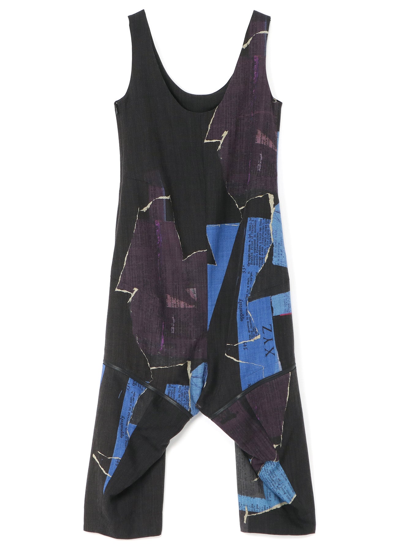 WOOL DICTIONARY COLLAGE PRINT HEM FASTENER OVERALL
