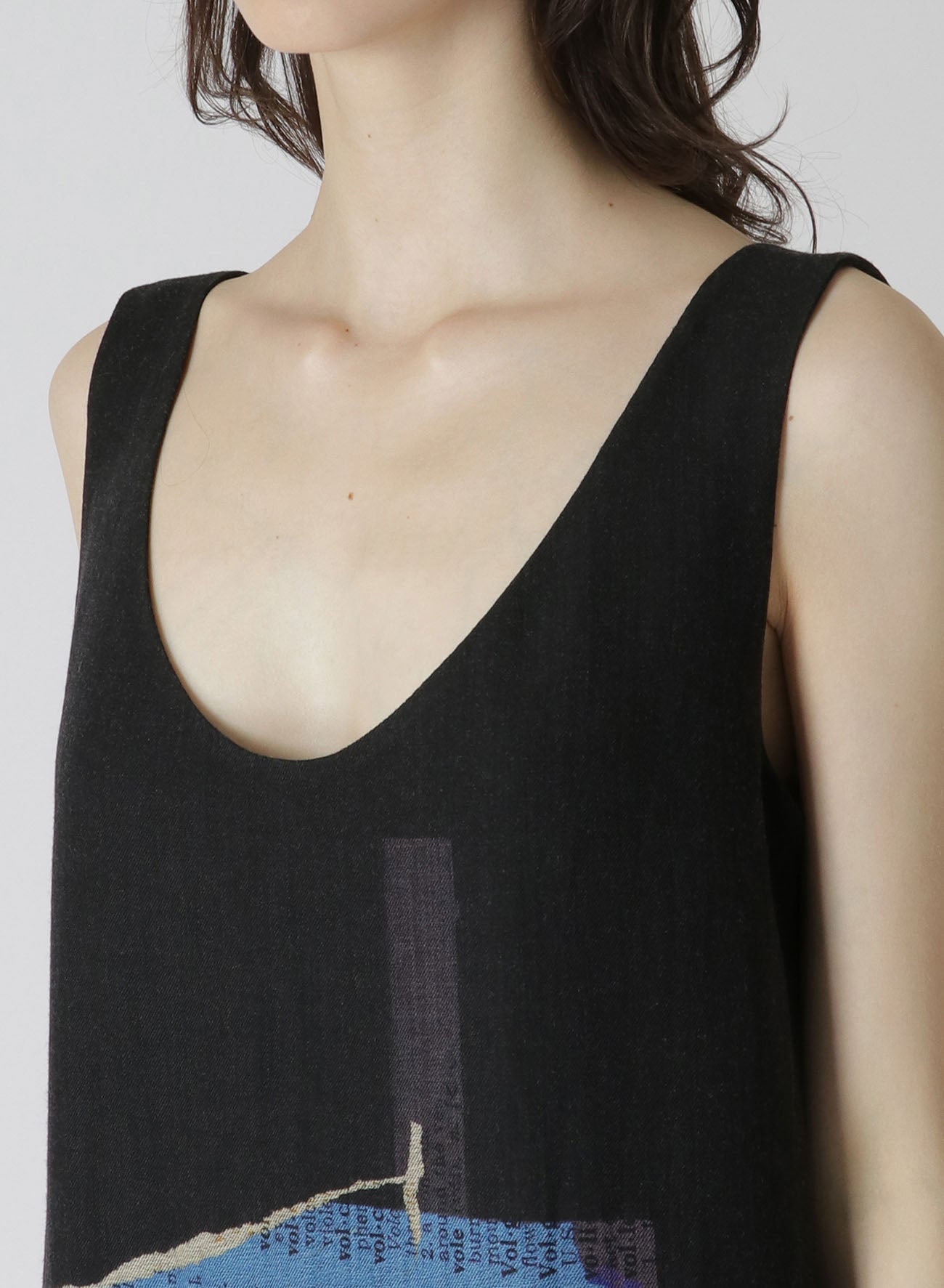 WOOL DICTIONARY COLLAGE PRINT HEM FASTENER OVERALL