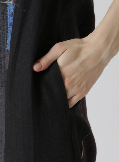 WOOL DICTIONARY COLLAGE PRINT HEM FASTENER OVERALL
