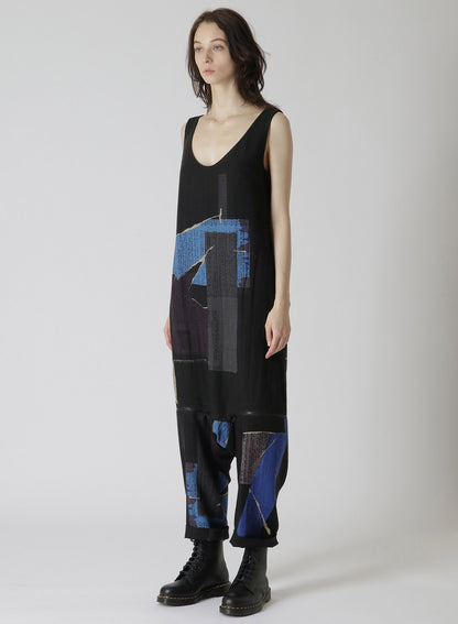 WOOL DICTIONARY COLLAGE PRINT HEM FASTENER OVERALL