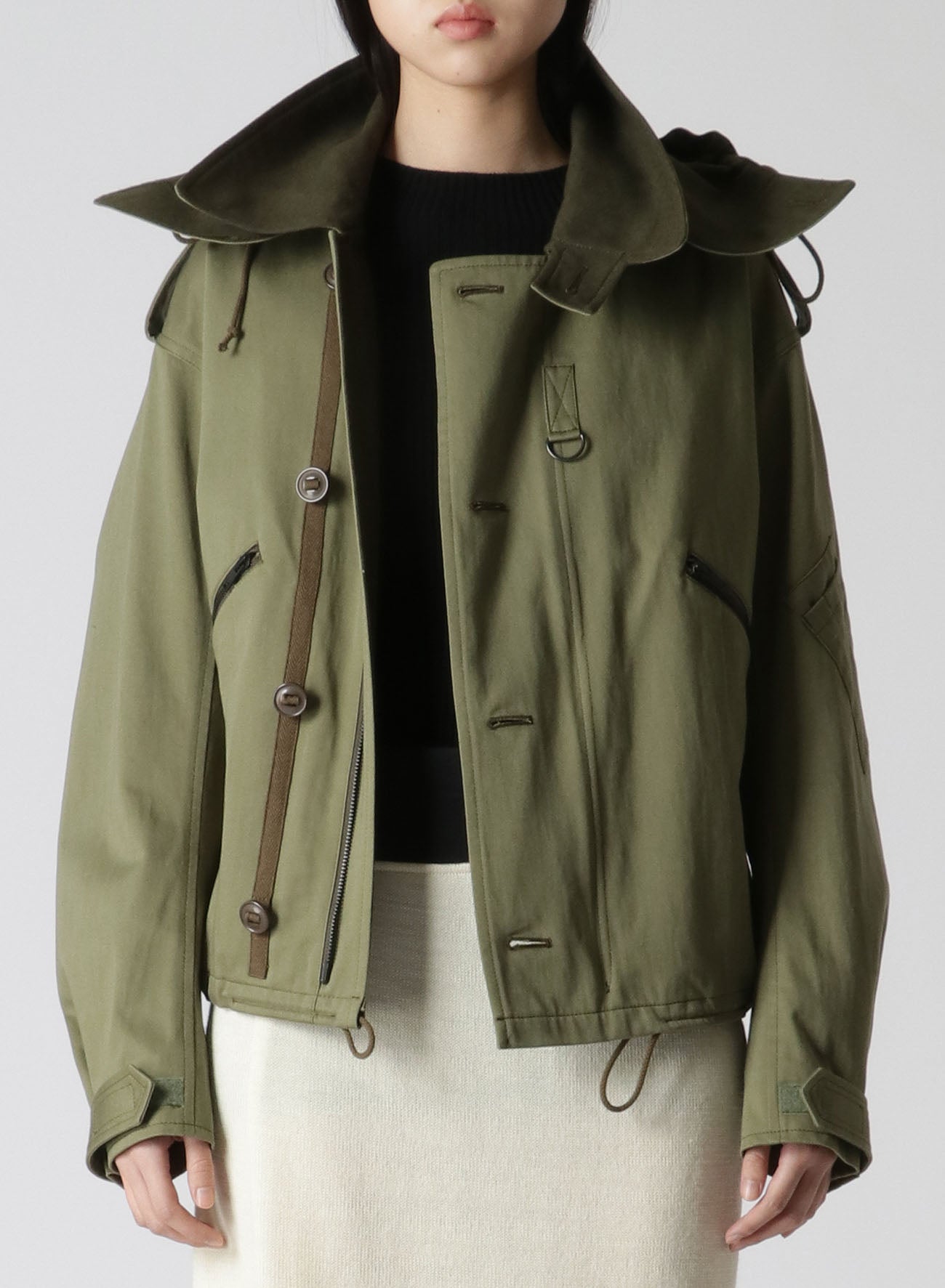 COTTON SATIN+COTTON WOOL LIGHT SERGE PILOT JACKET