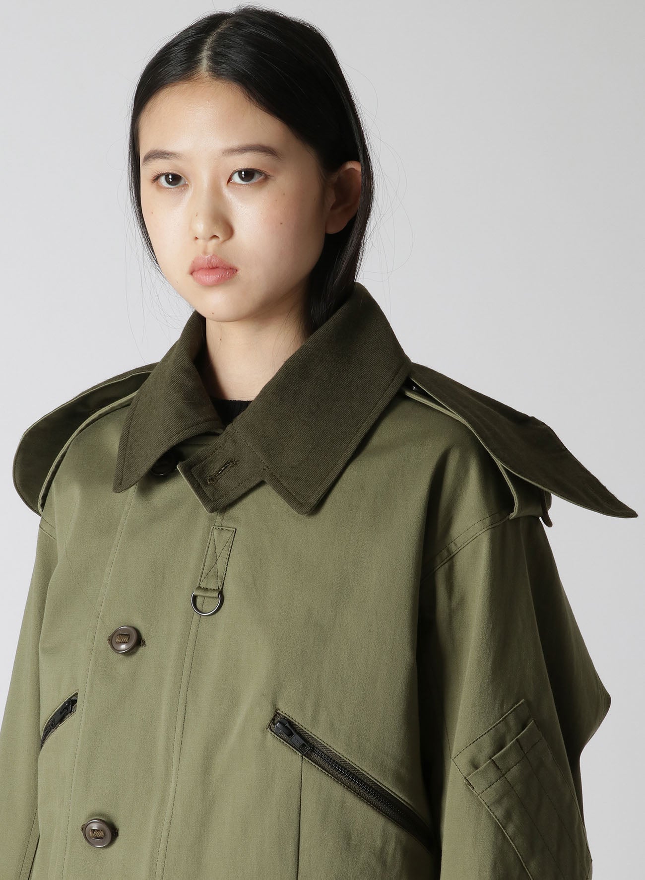 COTTON SATIN+COTTON WOOL LIGHT SERGE PILOT JACKET
