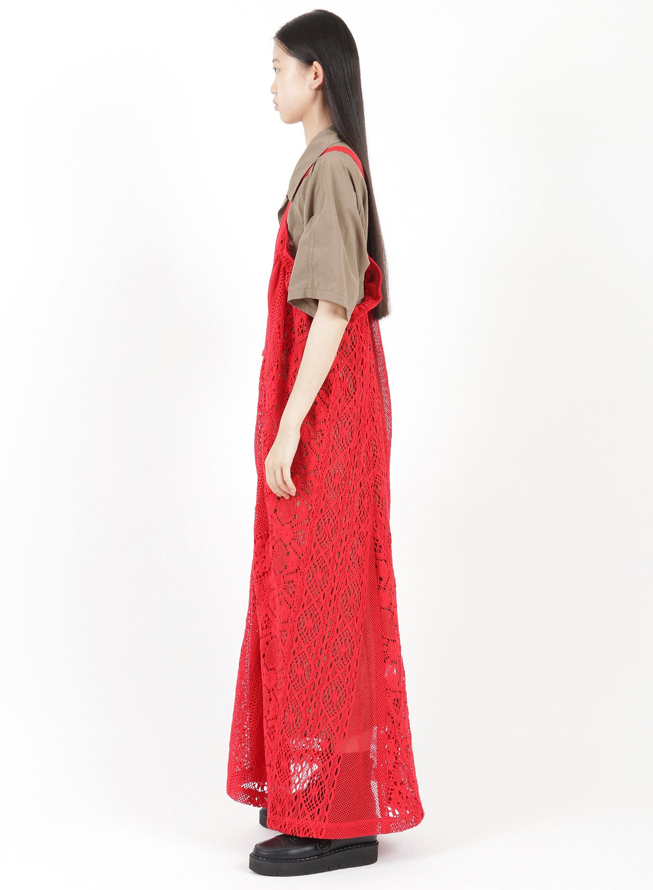 PATCHED TORCHON LACE SINGLE STRAP DRESS