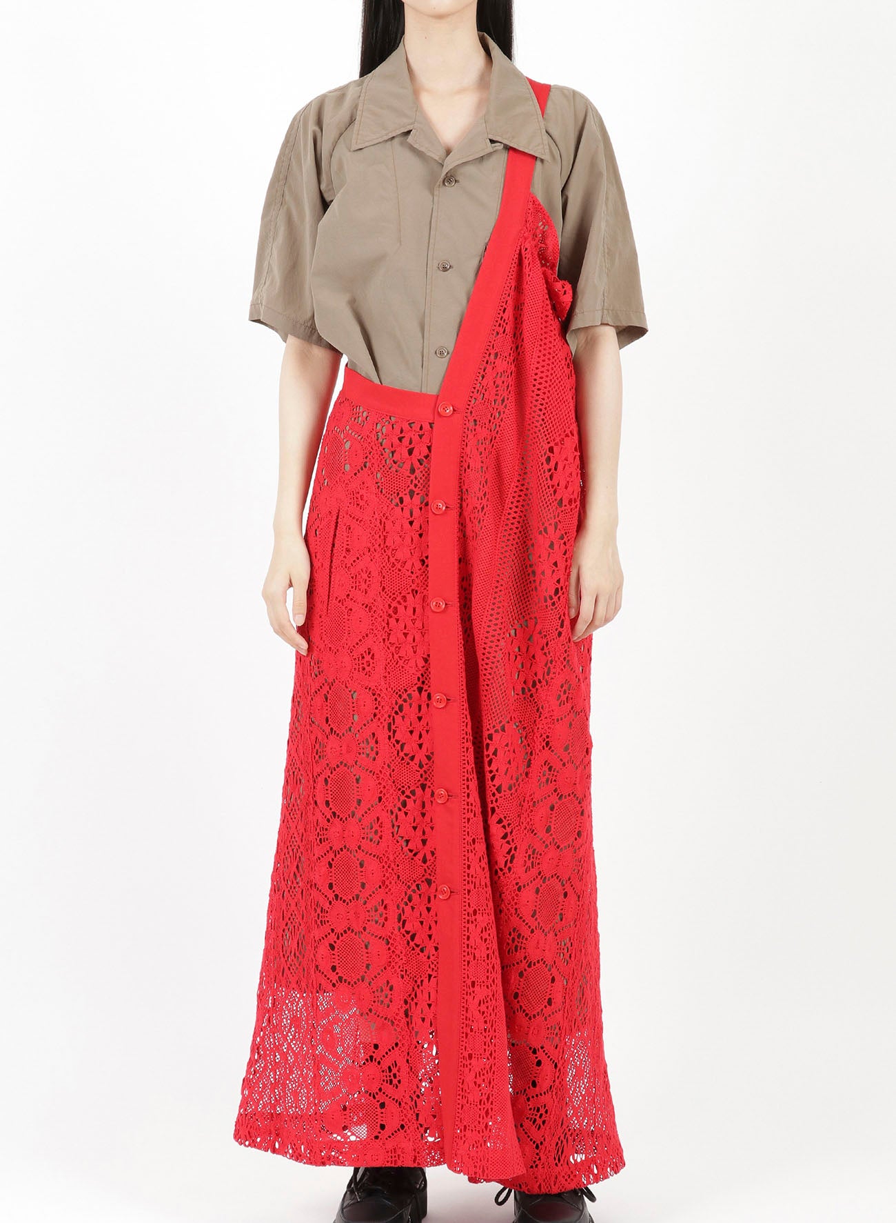 PATCHED TORCHON LACE SINGLE STRAP DRESS