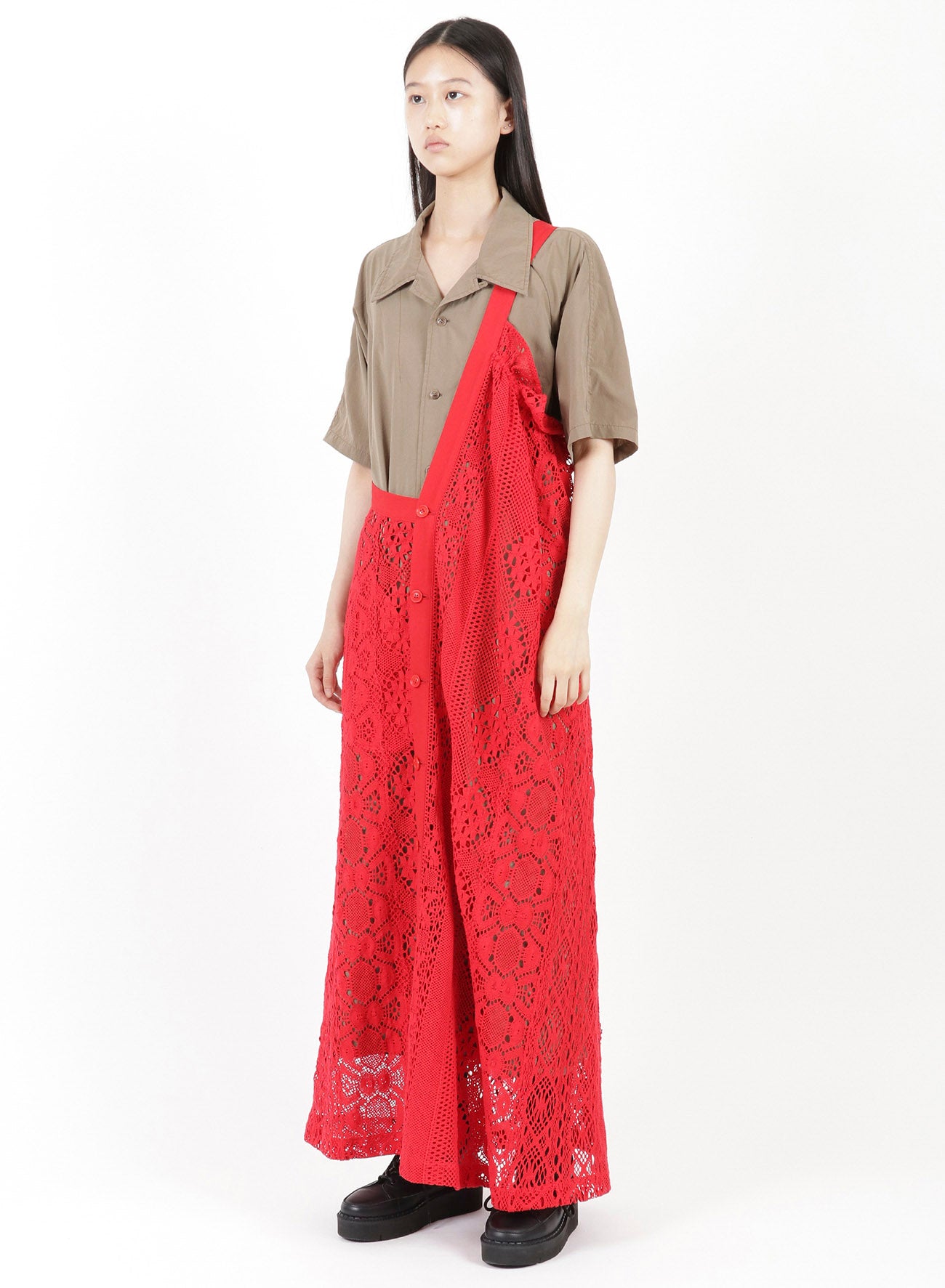 PATCHED TORCHON LACE SINGLE STRAP DRESS