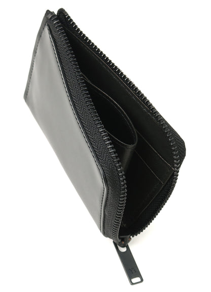 TANNED/ENAMEL-COATED LEATHER ZIPPERED CARD CASE