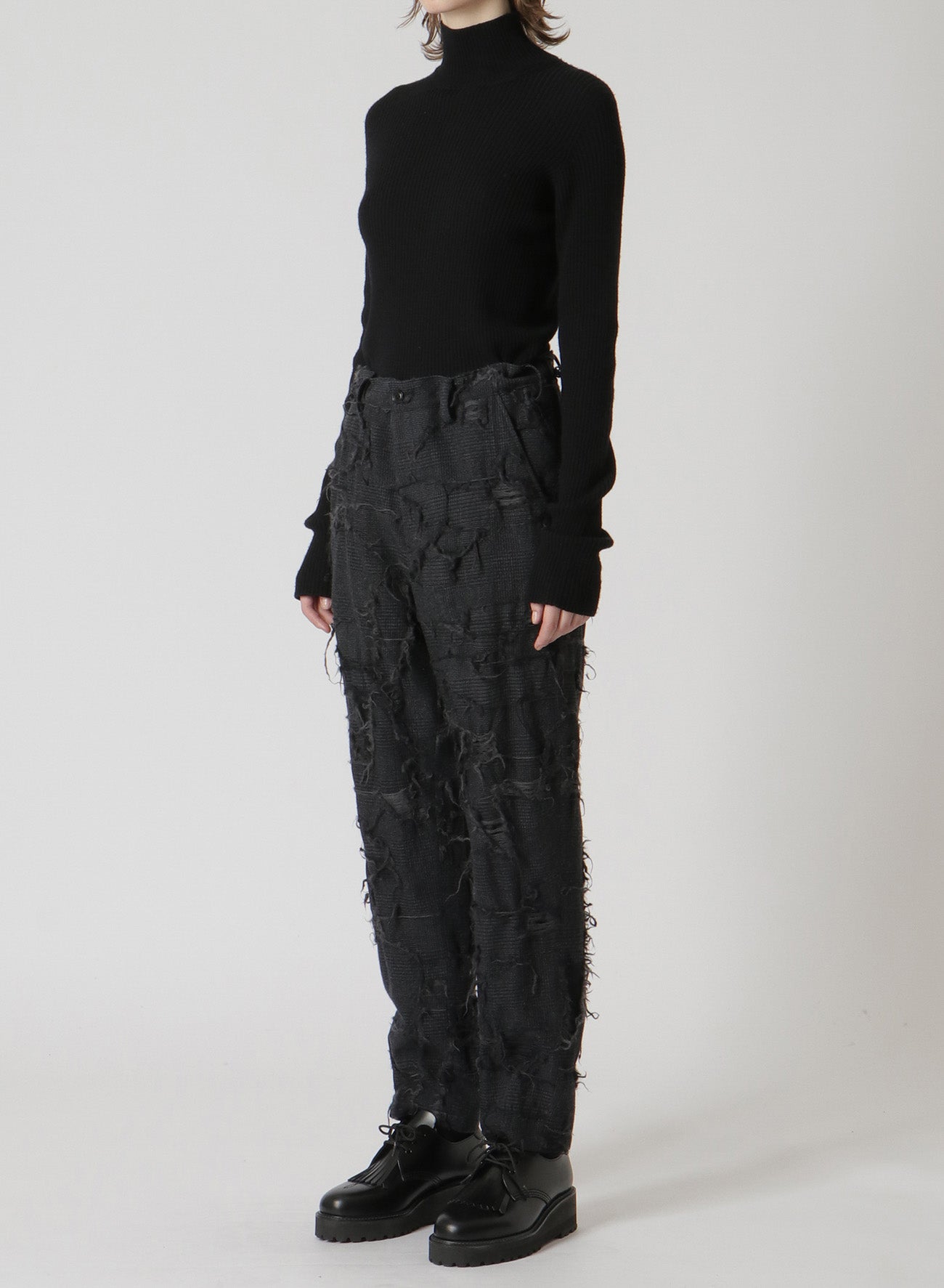 WOOL GLEN CHECK SLIM FIT PANTS