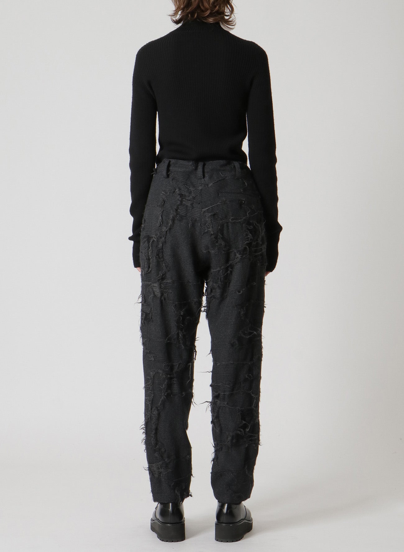 WOOL GLEN CHECK SLIM FIT PANTS