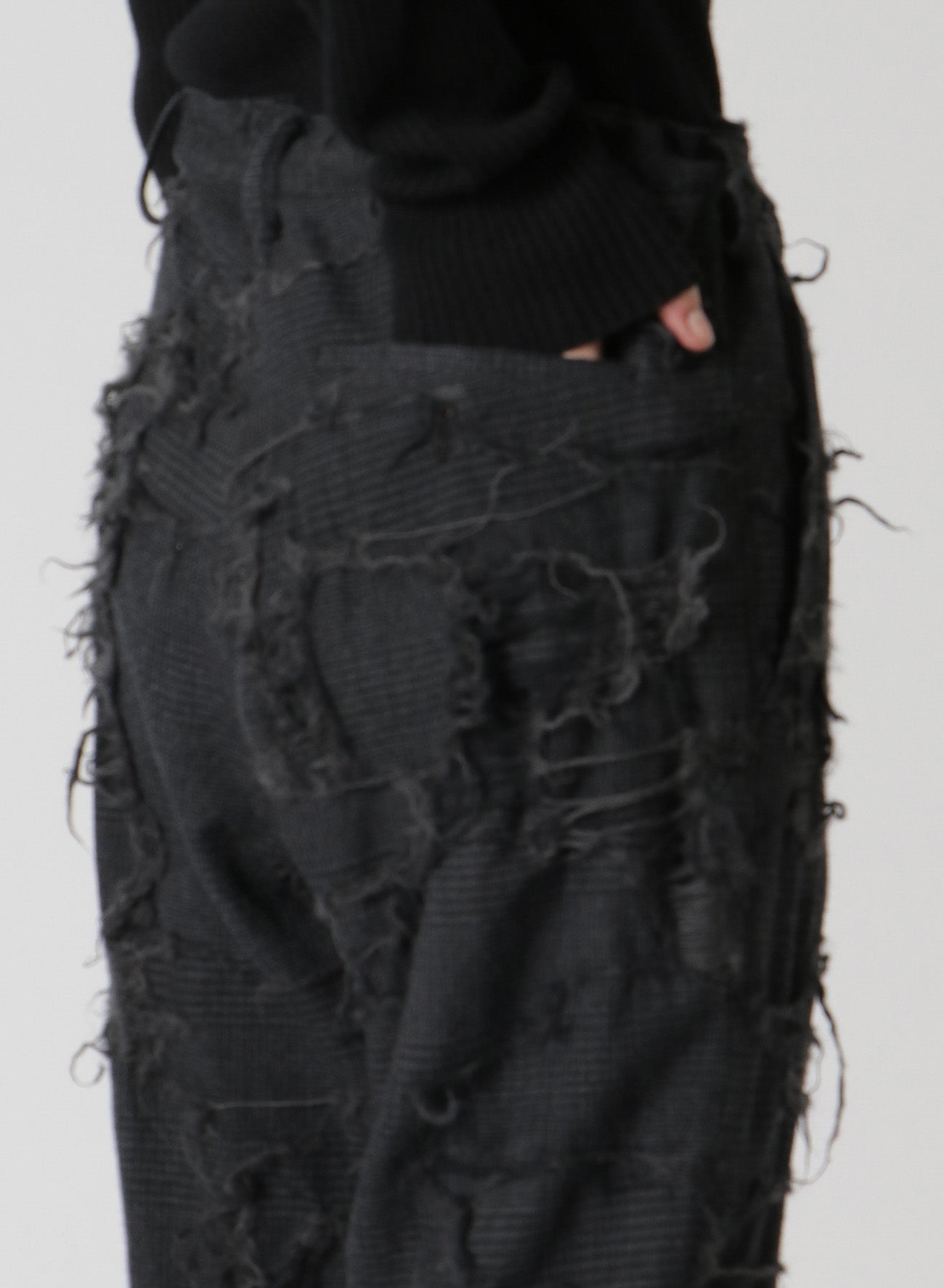 WOOL GLEN CHECK SLIM FIT PANTS