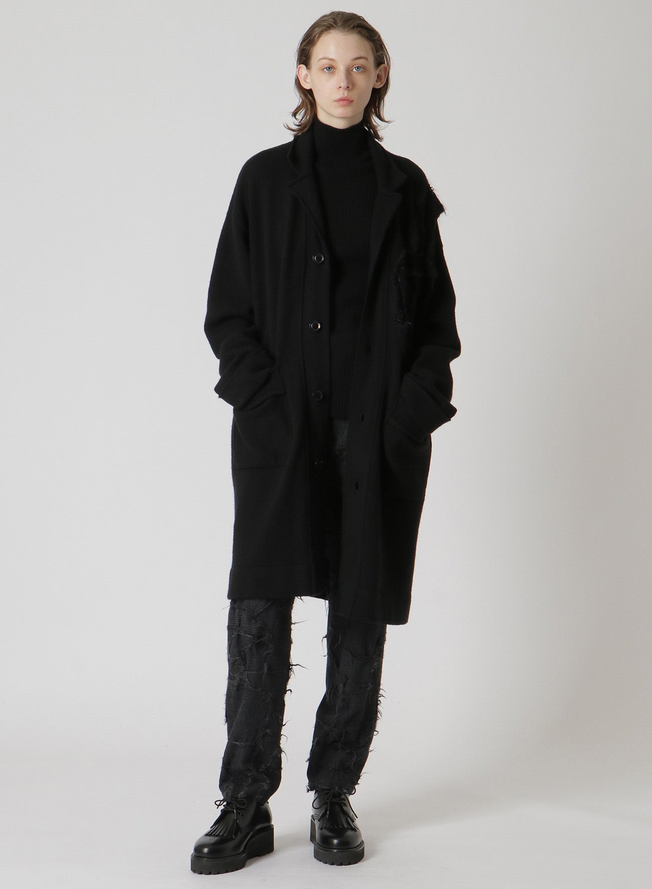 WOOL GLEN CHECK SLIM FIT PANTS