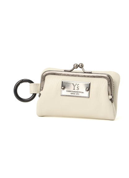 SEMI-GLOSSY LEATHER KEY CASE W/ METAL CLASP