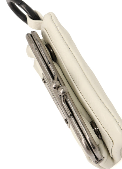 SEMI-GLOSSY LEATHER KEY CASE W/ METAL CLASP