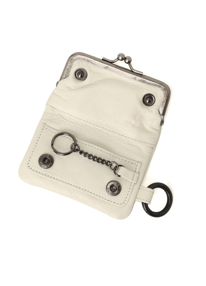 SEMI-GLOSSY LEATHER KEY CASE W/ METAL CLASP