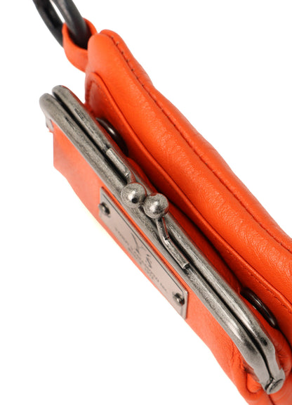 SEMI-GLOSSY LEATHER KEY CASE W/ METAL CLASP