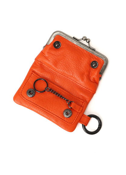 SEMI-GLOSSY LEATHER KEY CASE W/ METAL CLASP
