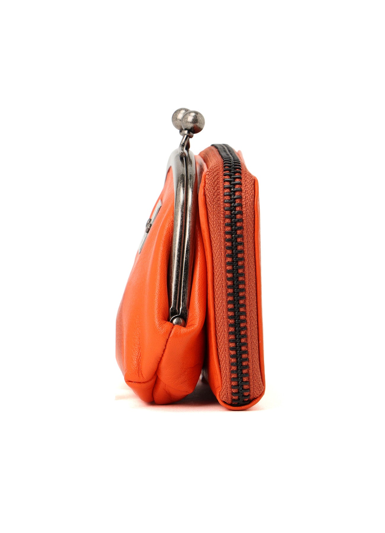 SEMI-GLOSSY LEATHER WALLET W/ METAL CLASP