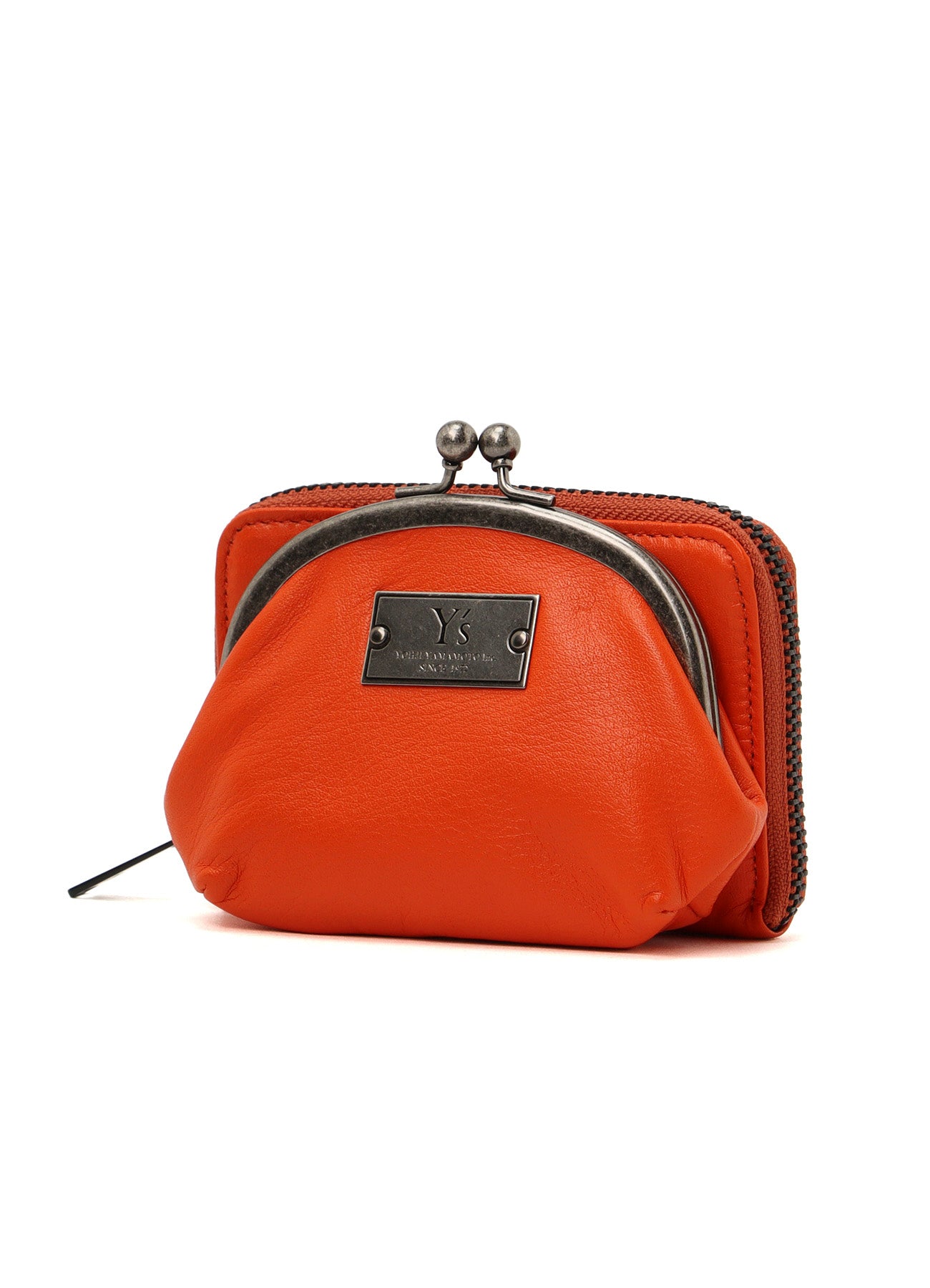 SEMI-GLOSSY LEATHER WALLET W/ METAL CLASP