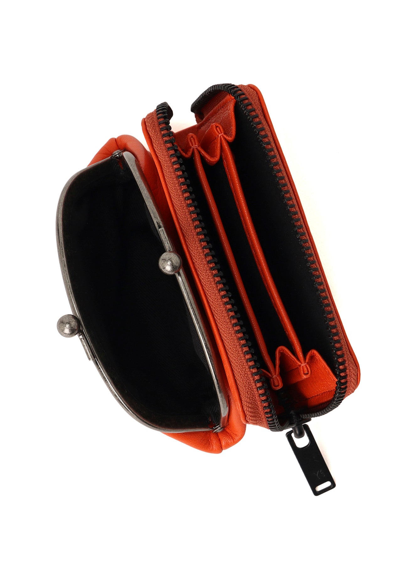 SEMI-GLOSSY LEATHER WALLET W/ METAL CLASP