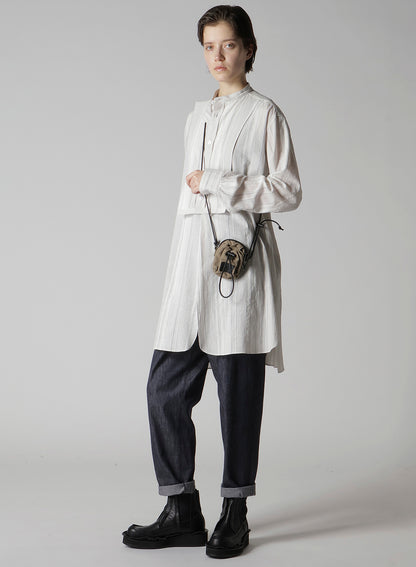 COTTON LINEN TWILL / LEATHER POUCH