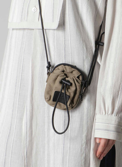 COTTON LINEN TWILL / LEATHER POUCH