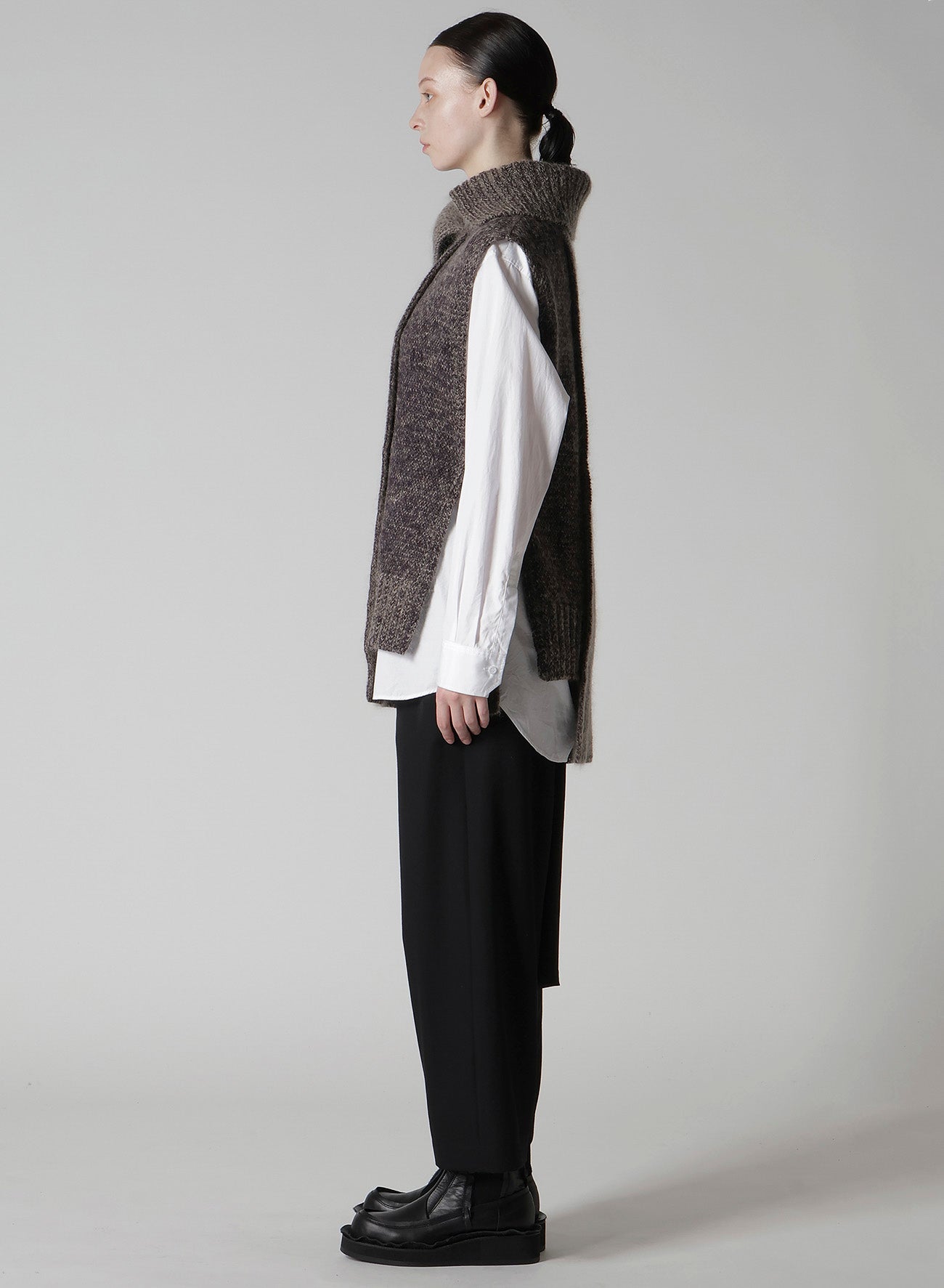 MOHAIR WOOL COMBINATION KNIT VEST