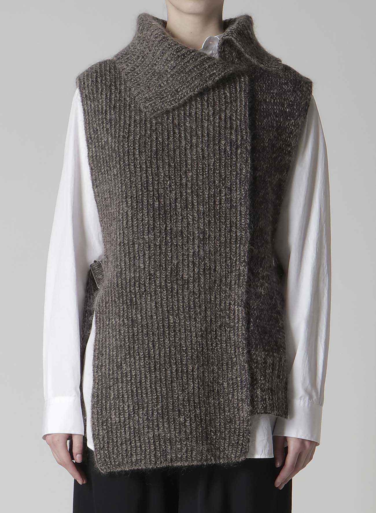 MOHAIR WOOL COMBINATION KNIT VEST