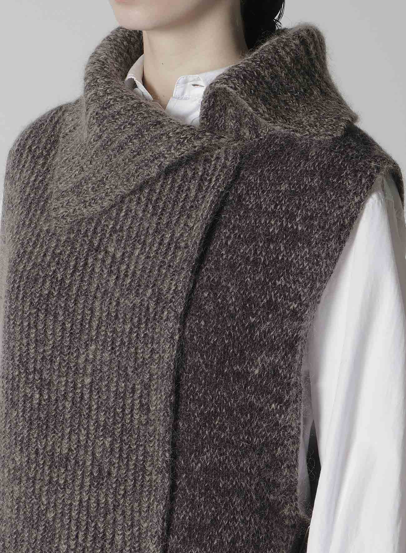 MOHAIR WOOL COMBINATION KNIT VEST