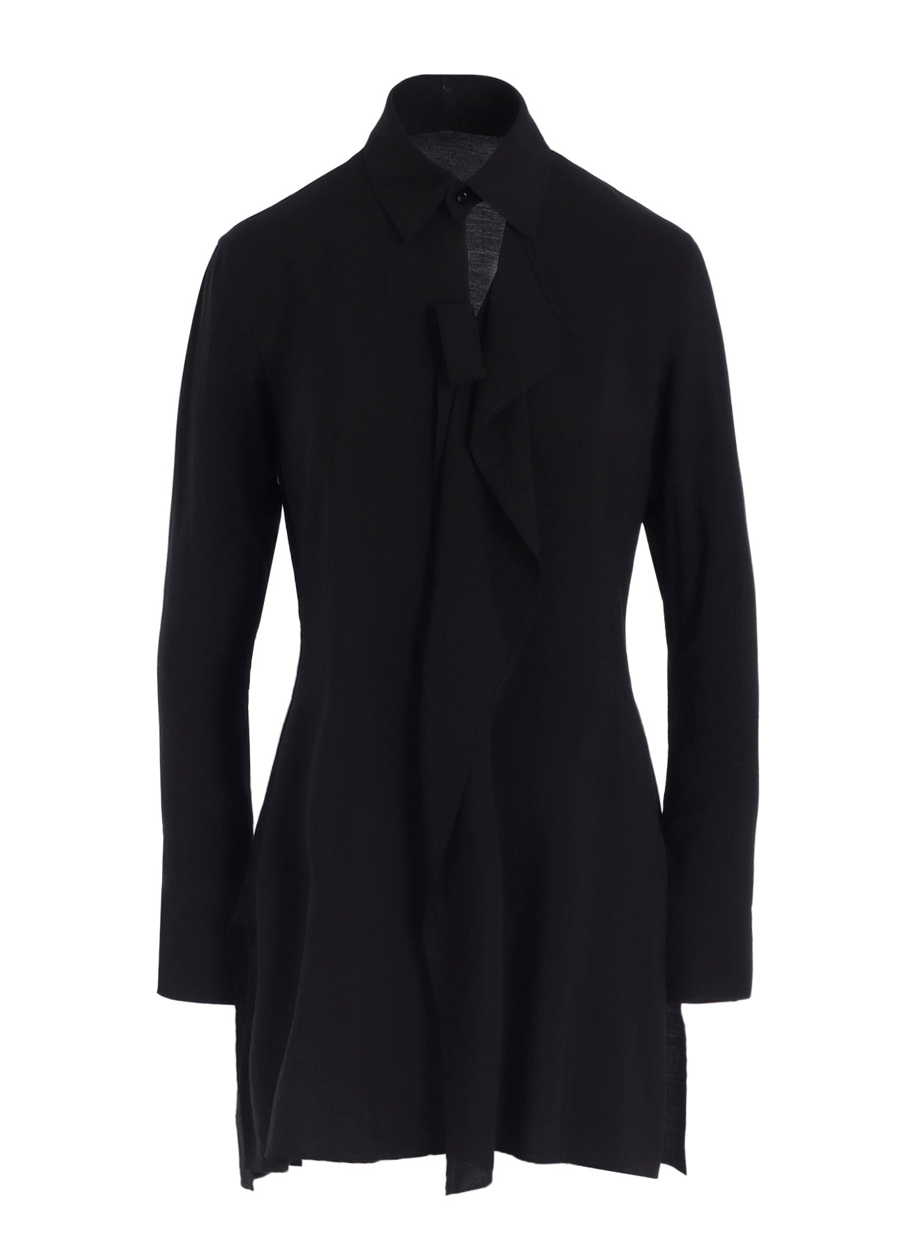 HARD-TWIST SERGE SHIRT WITH DRAPED FRONT PANEL