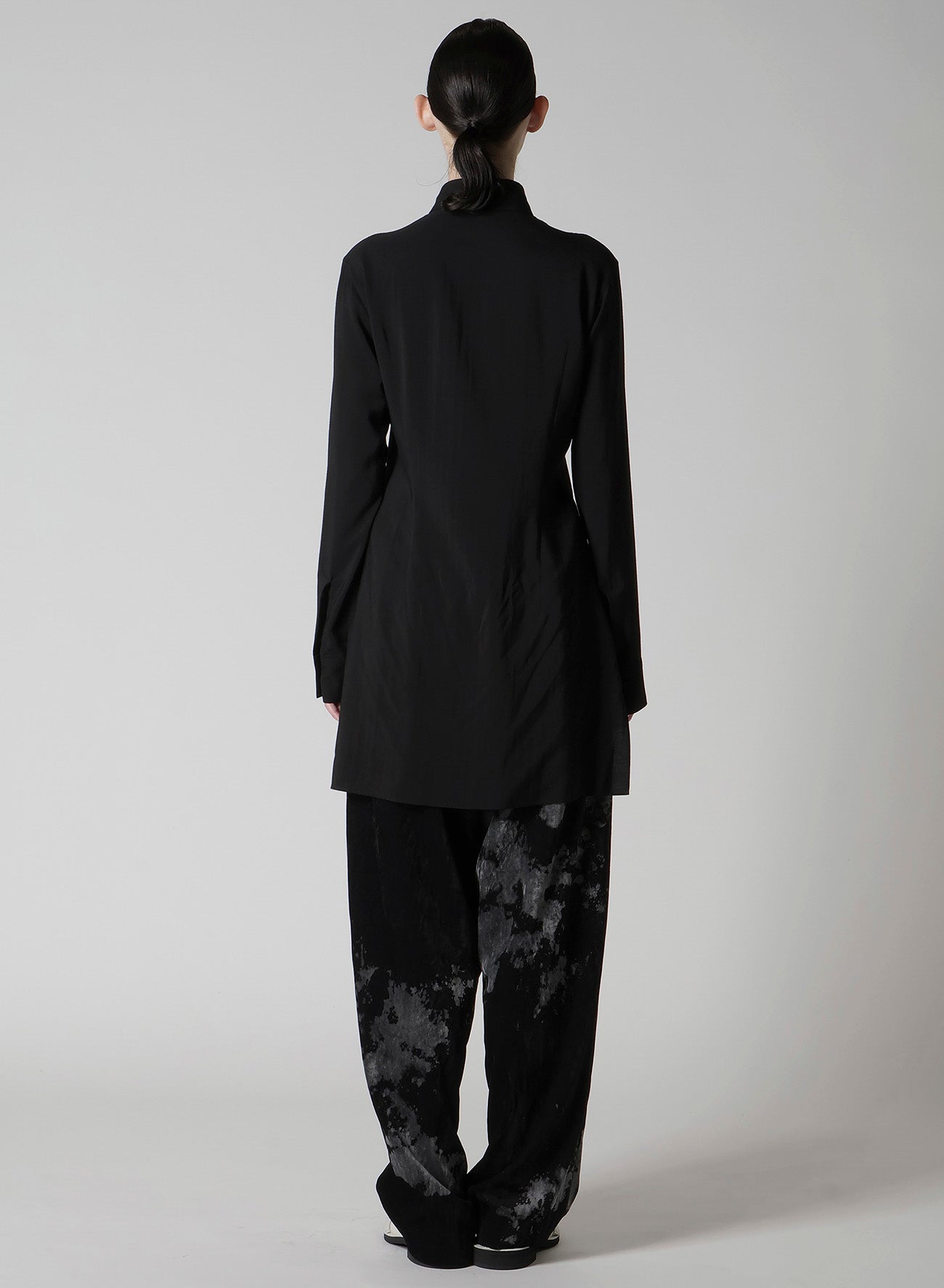 HARD-TWIST SERGE SHIRT WITH DRAPED FRONT PANEL