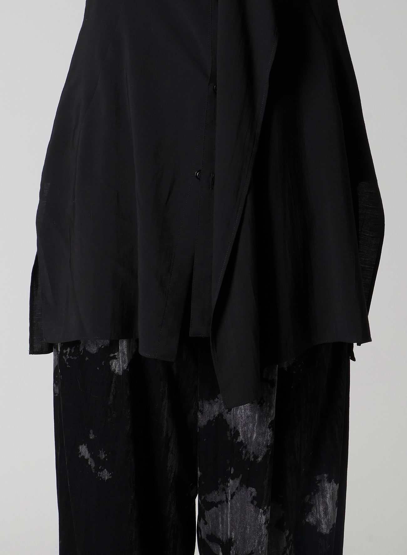 HARD-TWIST SERGE SHIRT WITH DRAPED FRONT PANEL