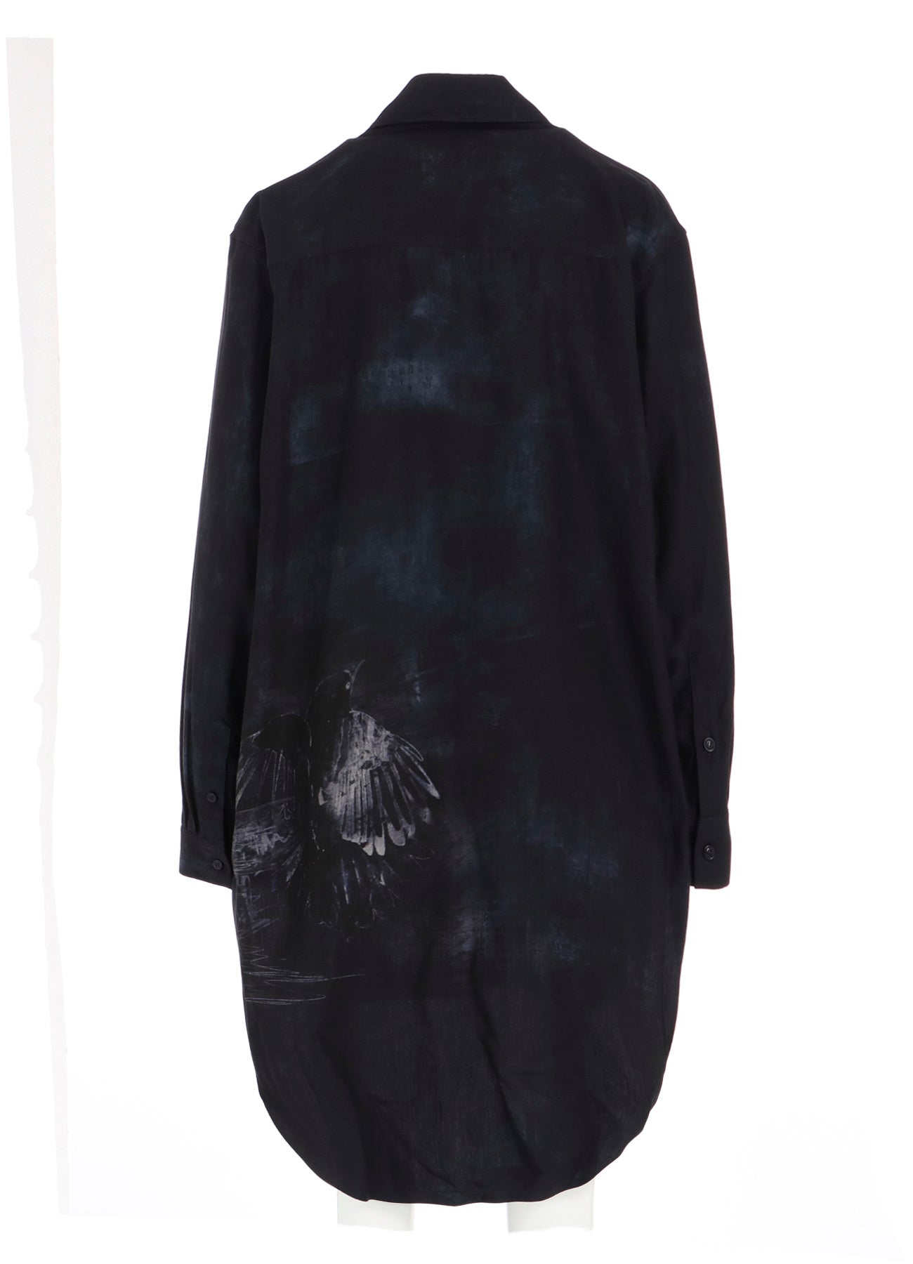 BIRD PRINT DENIM DOUBLE FRONT SHIRT