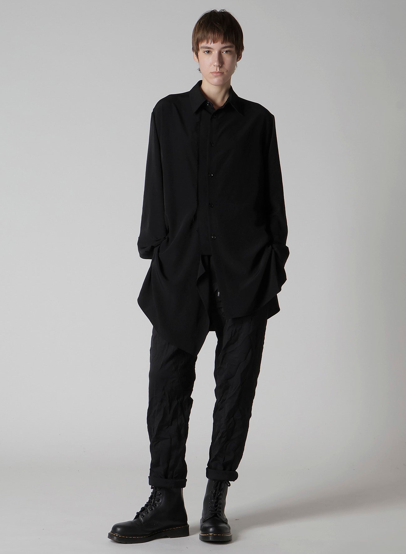 TA/PE CREPE DE CHINE ASYMMETRIC BLOUSE