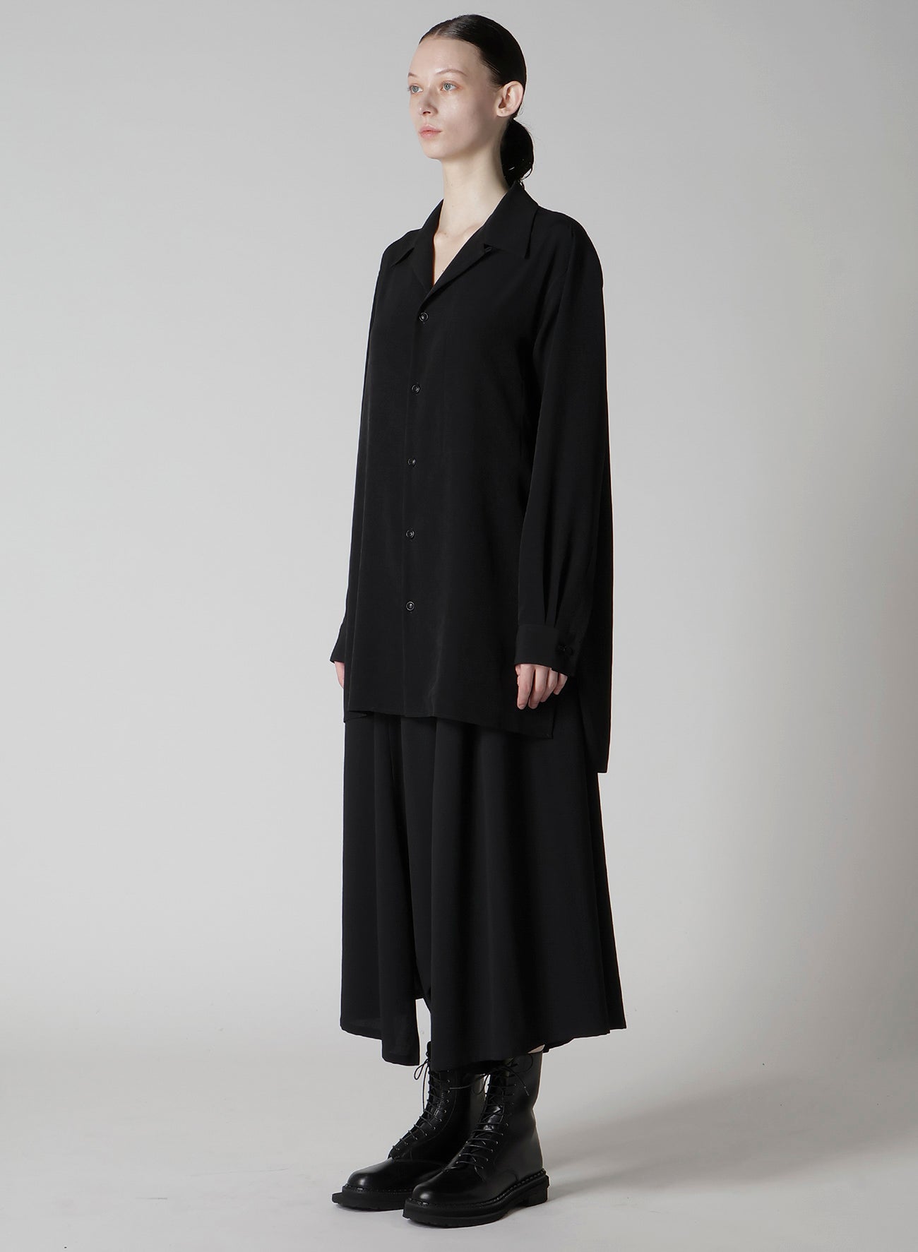 TA/PE CREPE DE CHINE OPEN COLLART SHIRT