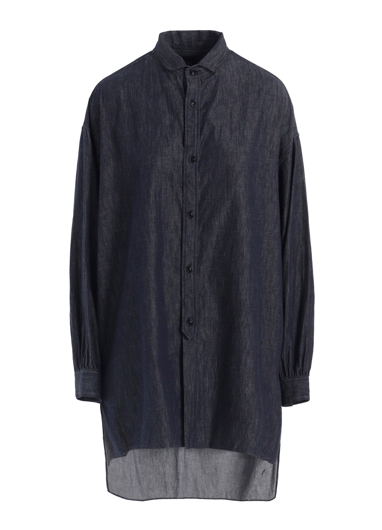 6OZ DENIM GARMENTFINISH DESIGN COLLAR BIG BLOUSE