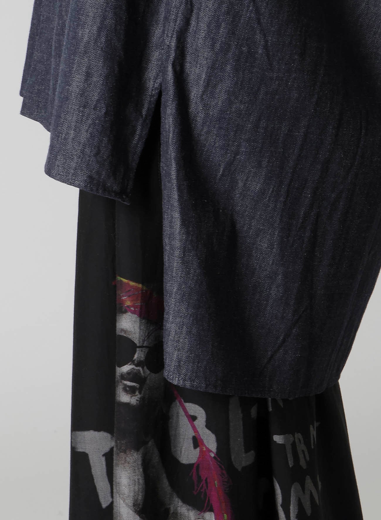 6OZ DENIM GARMENTFINISH DESIGN COLLAR BIG BLOUSE