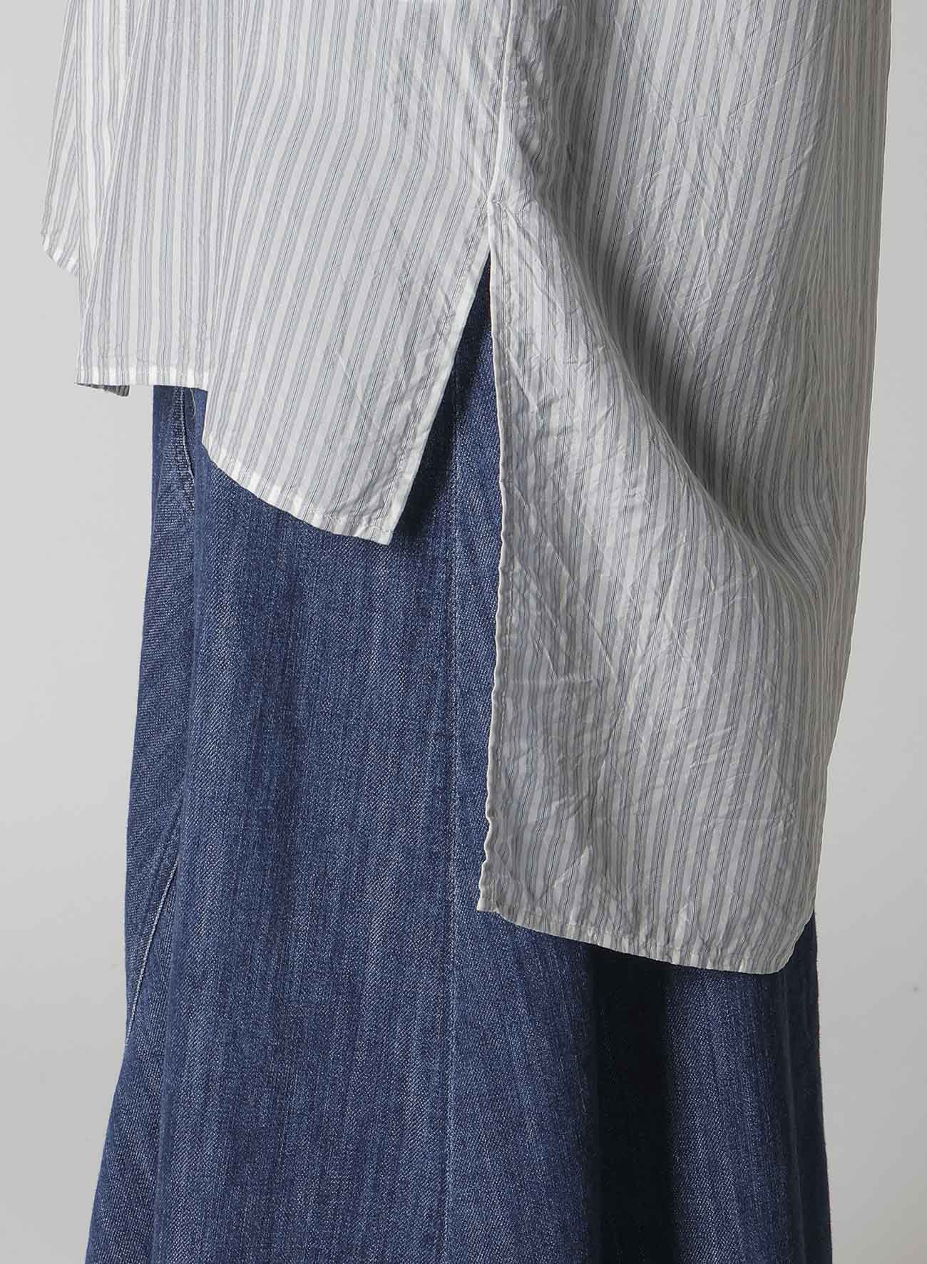 CUPRO STRIPE DESIGN COLLAR BIG BLOUSE