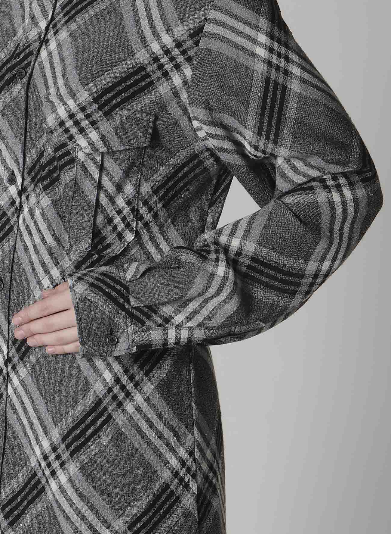 GAUZE PLAID SHOULDER LOOP BLOUSE