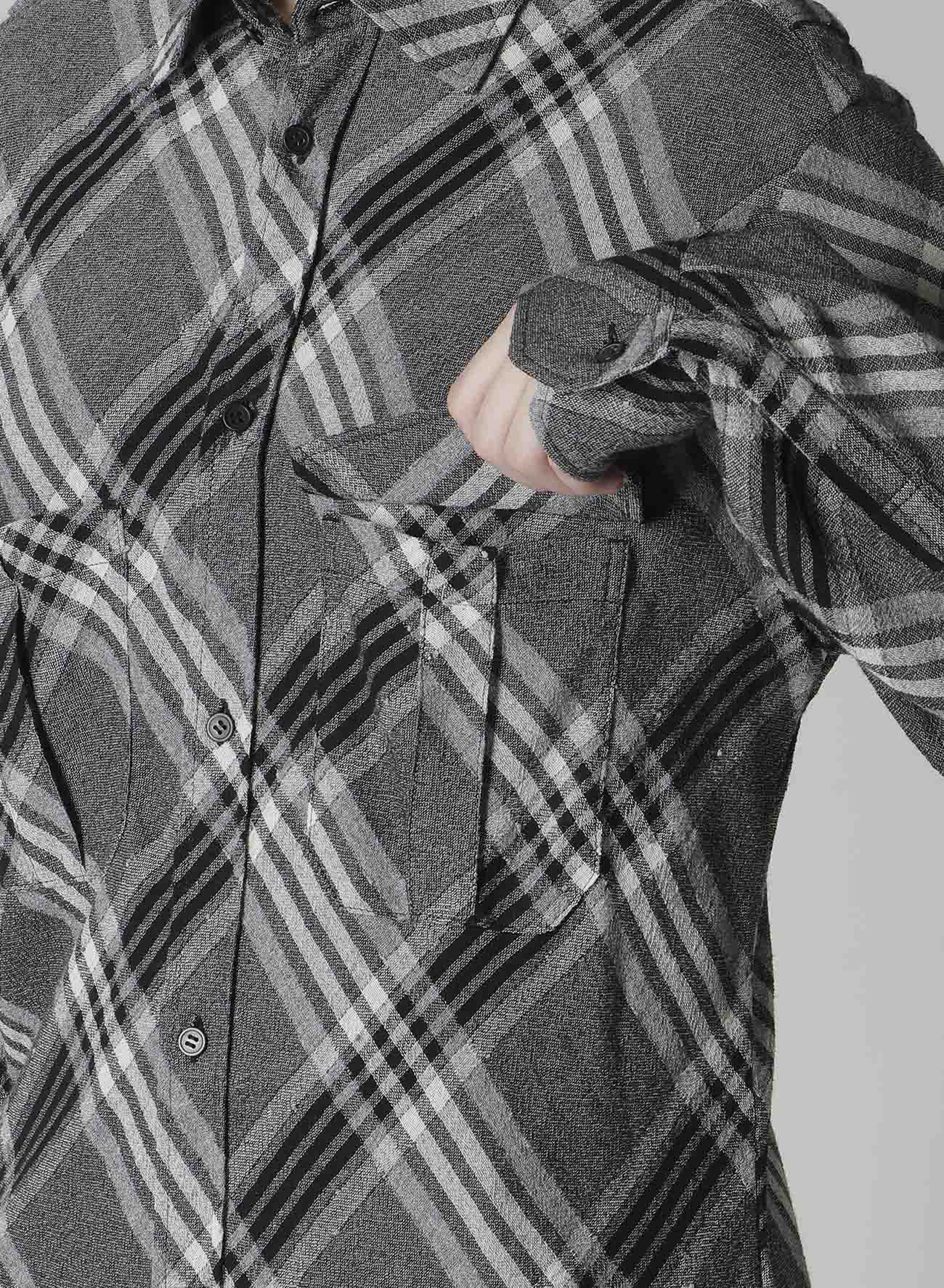 GAUZE PLAID SHOULDER LOOP BLOUSE