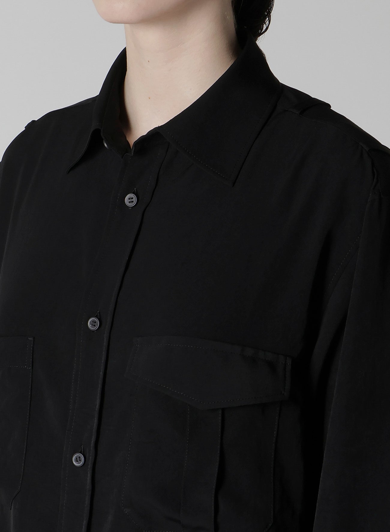 TA/PE CREPE DE CHINE SHOULDER LOOP BLOUSE